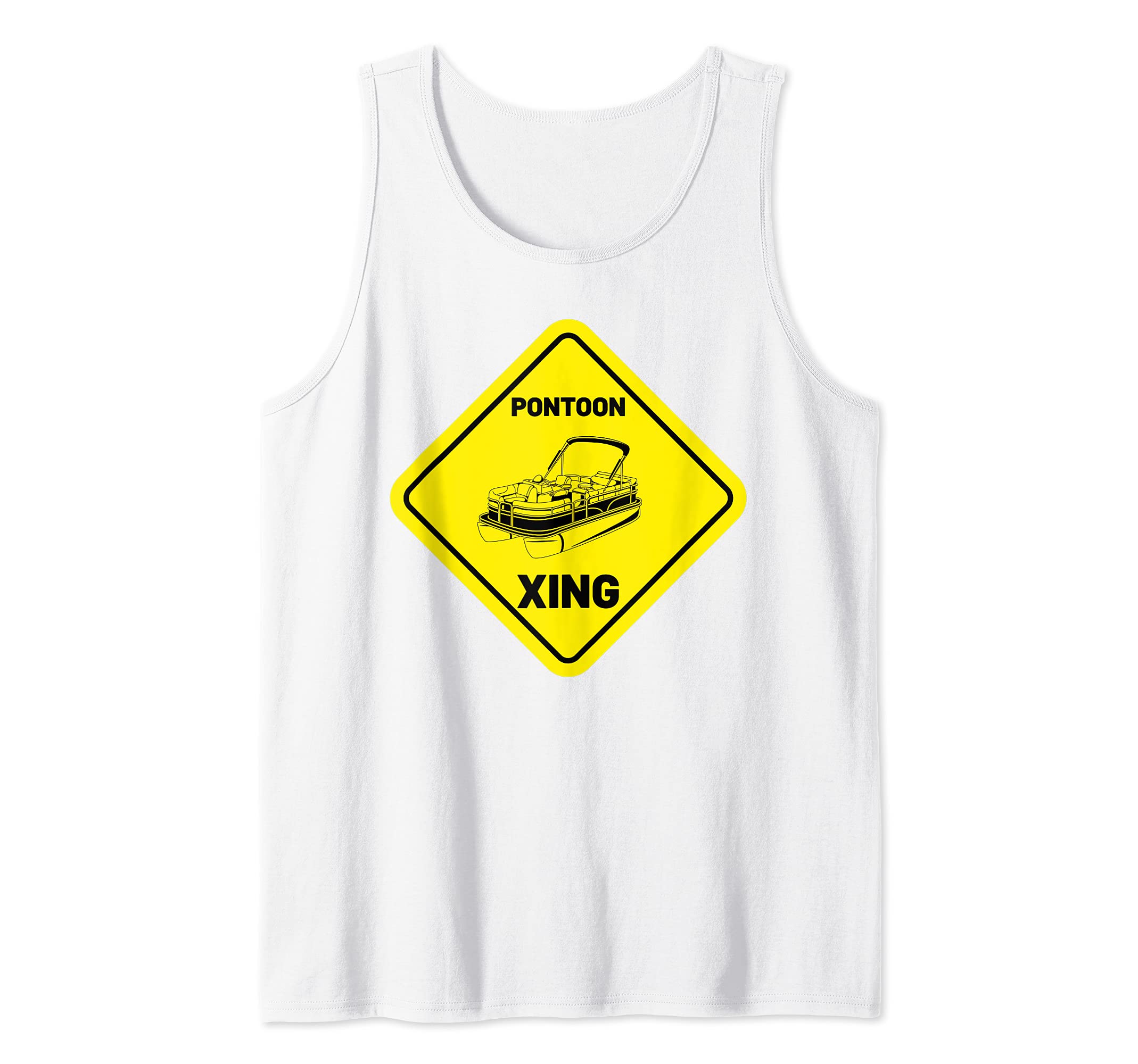 Pontoon Boat Xing Or Crossing Retro Boating Tank Top, White