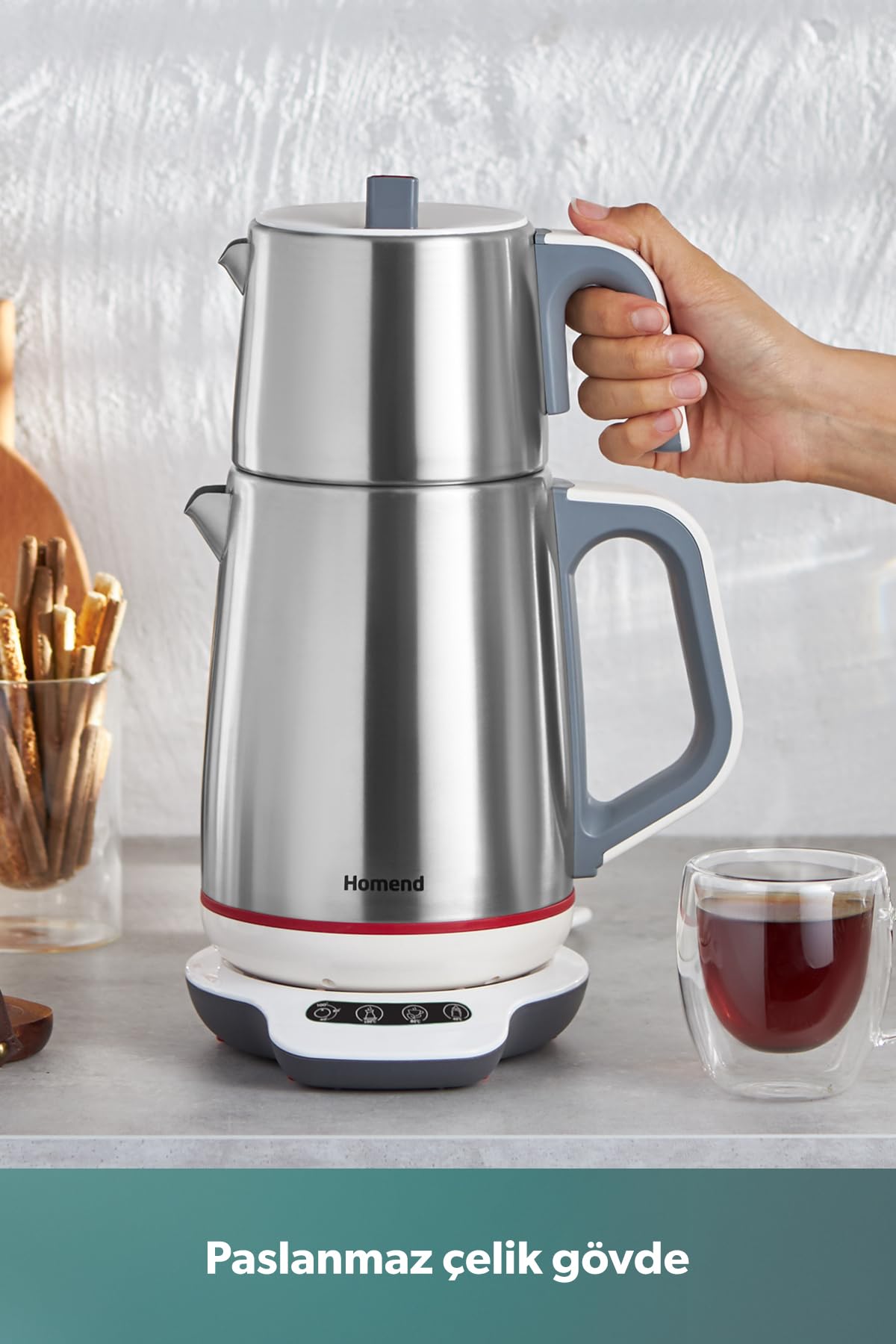 Homend Royaltea 1709H Dokunmatik Konuşan Çelik Çay Makinesi Inox