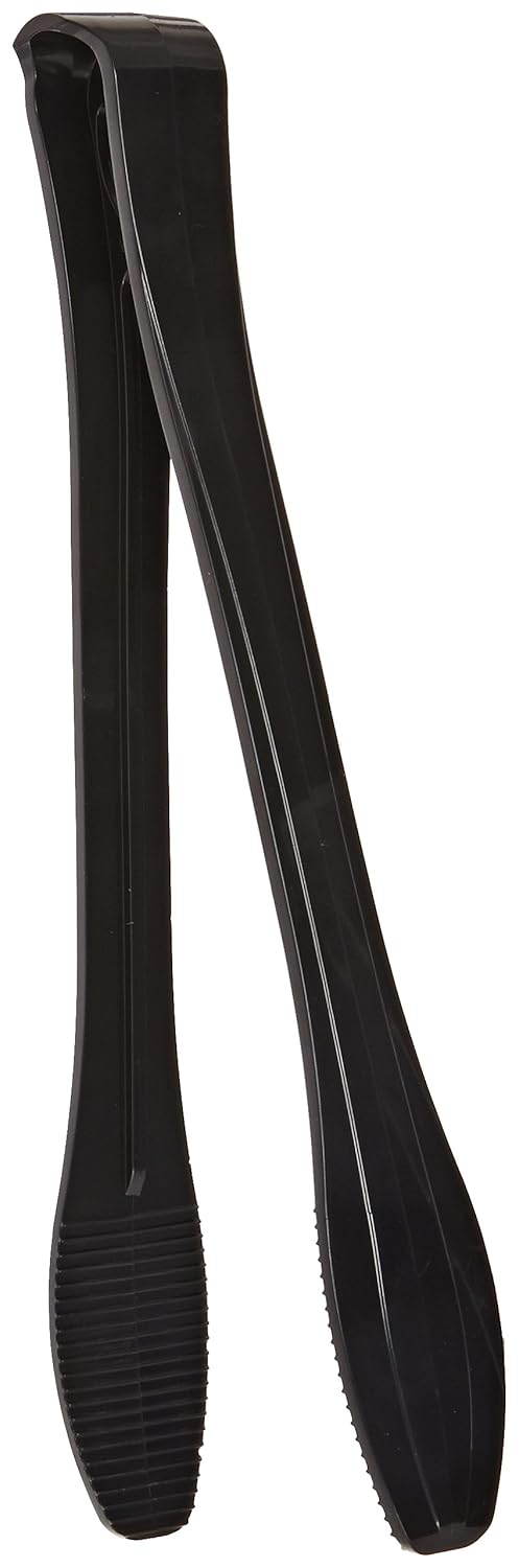CaterLine Heavyweight Plastic Heavy-Duty Serving Tongs, 9-Inch, Black (40-Count)