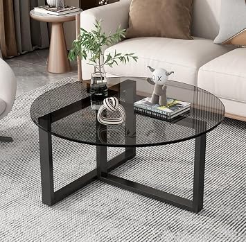 Low Table, Glass Coffee Table, Coffee Table, Glass Table, Large Round Raw Table, Small Modern Coffee Table, Glass Table for Living Room, Coffee Table, Center Table, Glass, Coffee Table, Round Glass,