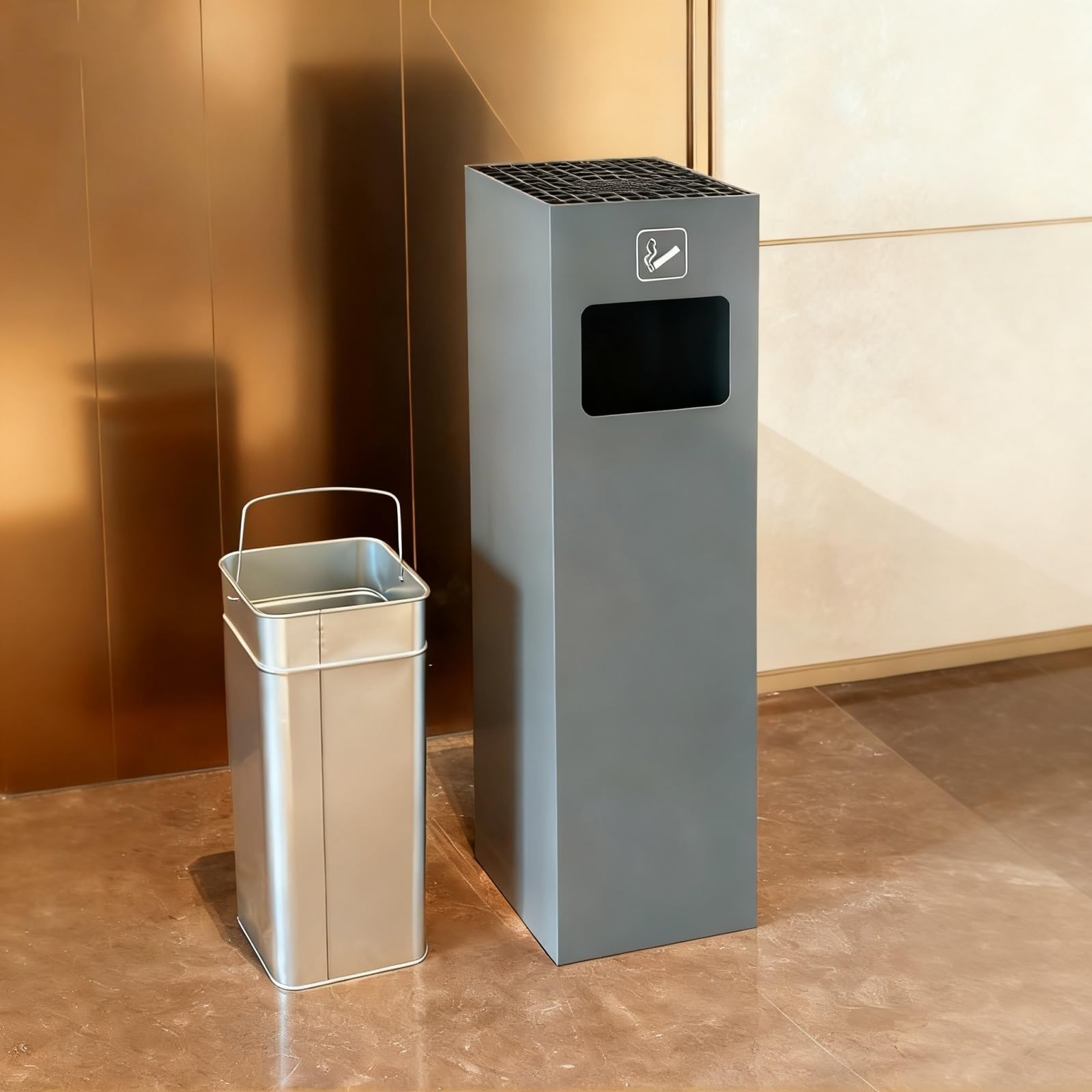 Zewnętrzna metalowa popielnica, Heavy Du Floor nding Cigarette Butt Disposal Bin z wyjmowanym pojemnikiem wnętrznym do ogrodu, hotelu, patio i użytkowania w parku