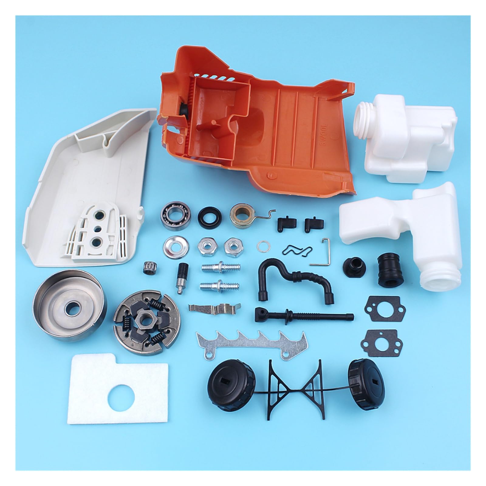 Cubierta de piñón embrague, tambor, filtro aire y combustible, Kit tapa tanque for Stihl 017 018 MS170 MS180, motosierra con engranaje Wrom espárrago línea