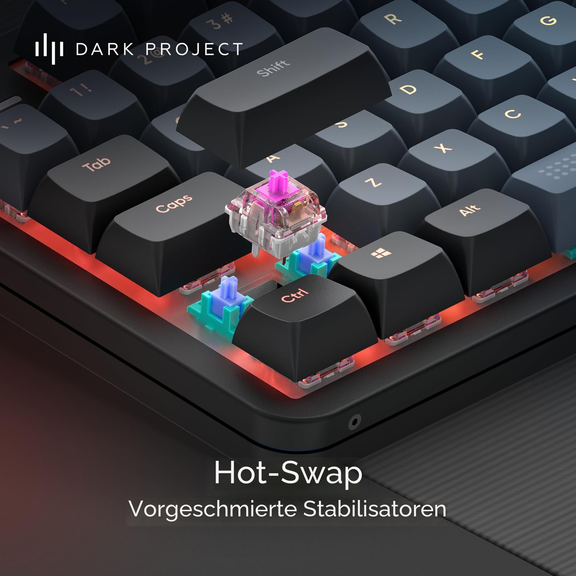 Dark Project ALU87A Midnight Mechanische Gaming-Tastatur | ISO Multi | Hot-Swap | G3MS Zircon Speed-geschmierte Schalter | Gefettete Stabilisatoren | Flex Gasket Mount | Aluminium | TKL 80% | RGB