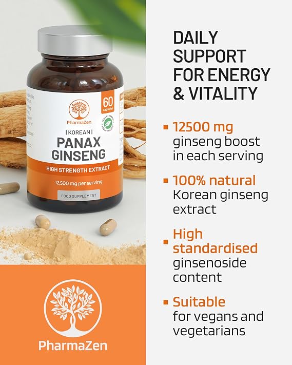 Korean Ginseng Tablets 12500mg - Panax Ginseng Extract High Strength