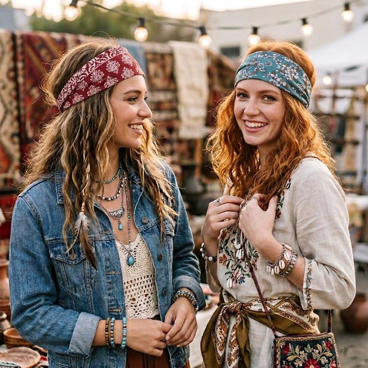 Tobeffect Headbands for Women Boho Bandana Headband: Wide Head Bands for Women's Hair Non Slip for Summer Beach, Fashion Thick Hairband 8 Pack