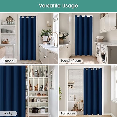 Miniatura 52 de HOMEIDEAS Cortinas de puerta para privacidad de puerta, cortina opaca para puerta de armario para dormitorio, cortinas con aislamiento con lazo