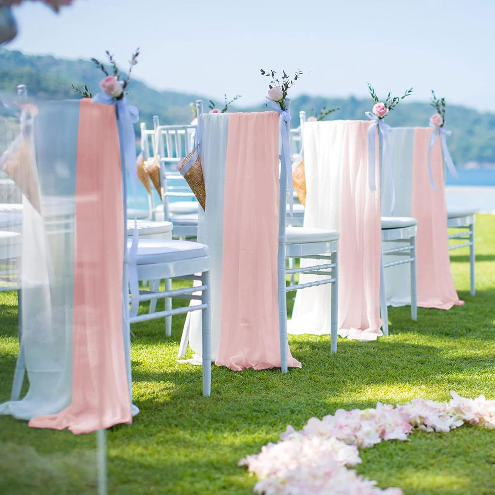HUHJYUGE Mariage Arche Tenture Rideau en Tulle, Tissu Drapé en Mousseline Voilage Mariage Décoration, pour Photographie, Mariage, Fête, Anniversaire (2 Pièce) (7 600cm)
