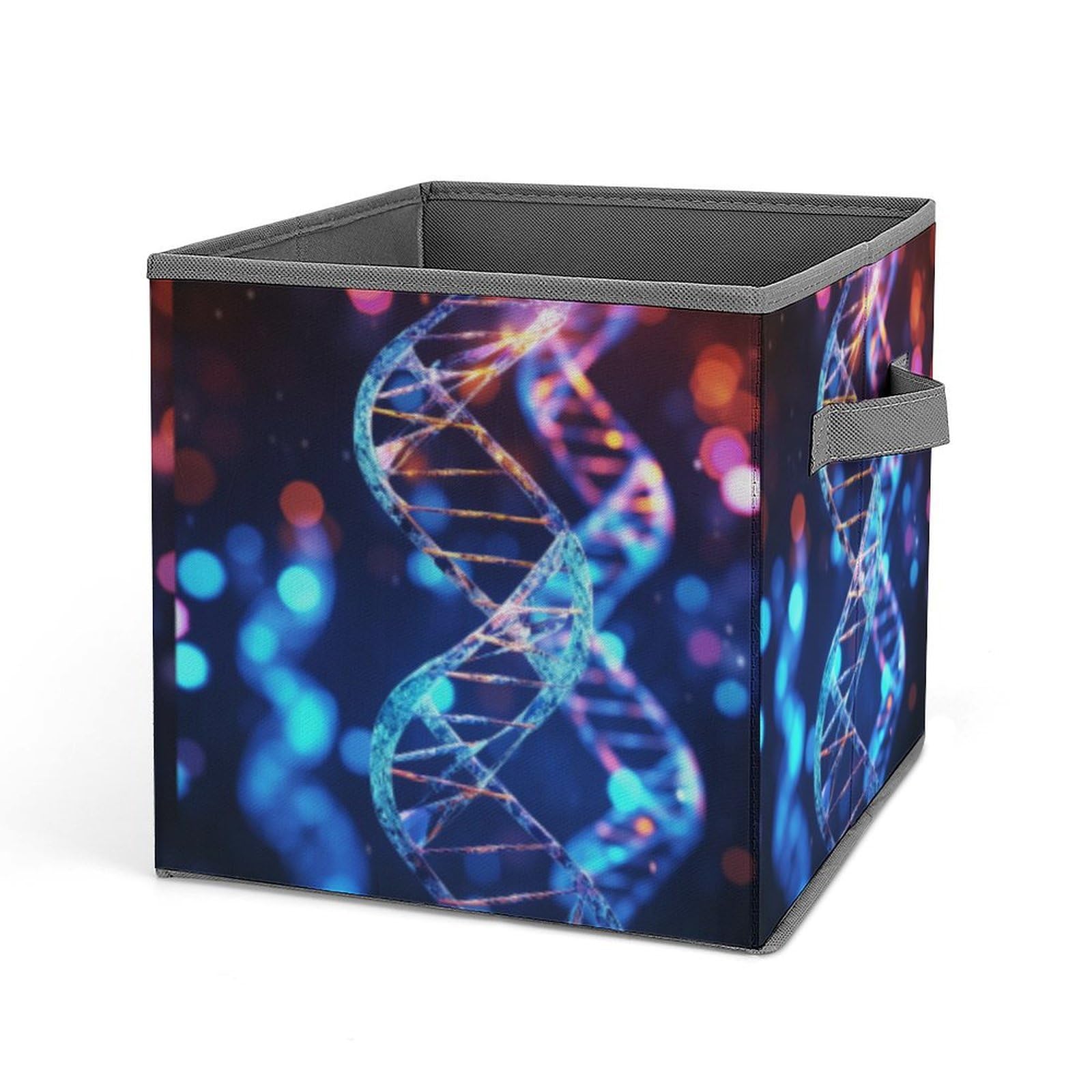 JTREHY DNA Genetic Helix Printed Foldable Storage Box, 10.6 Inches Fabric Storage Box for Wardrobe, Bedroom, Utility Room