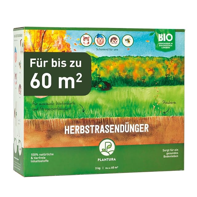 Plantura Plantura Bio-Herbstrasendünger, 3 Monate Langzeitwirkung, Kaliumdünger für einen frostrobusten Rasen, staubarmes Granulat, tierfreundlich, 10,5 kg für 350 m² — Saat & Dünger