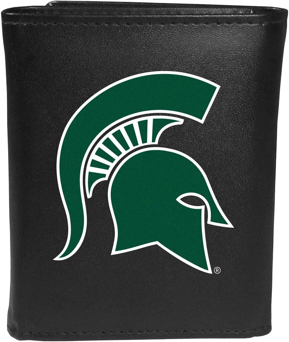 Siskiyou Sports NCAA Michigan State Spartans Mens Leather Tri-fold Wallet & Valet Key Chain, Black, One Size