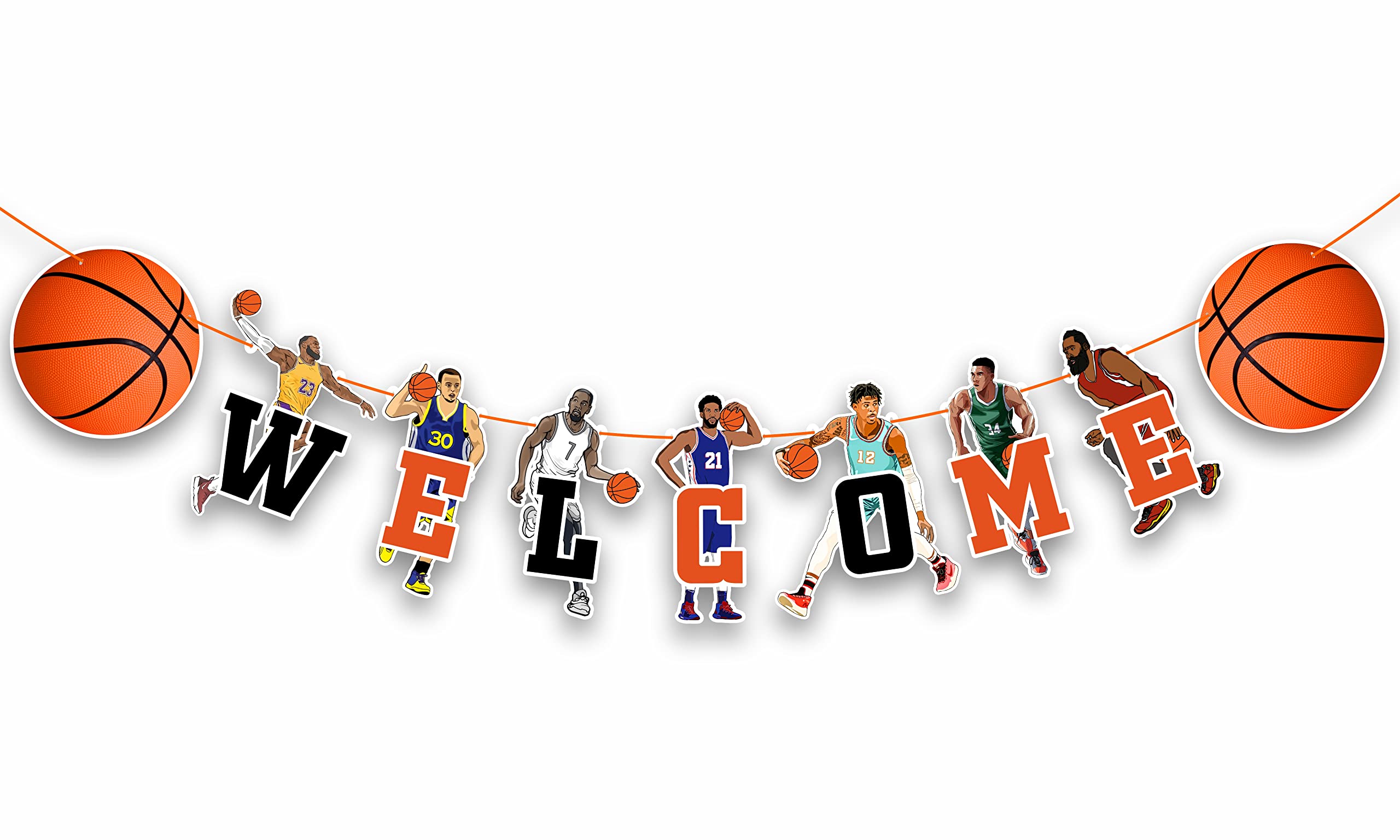 Basketball-Girlande Als Wanddekoration – 12 Fuß Lang, 9-10 Cm Breit | Für Partys, Events & Kinderzimmer