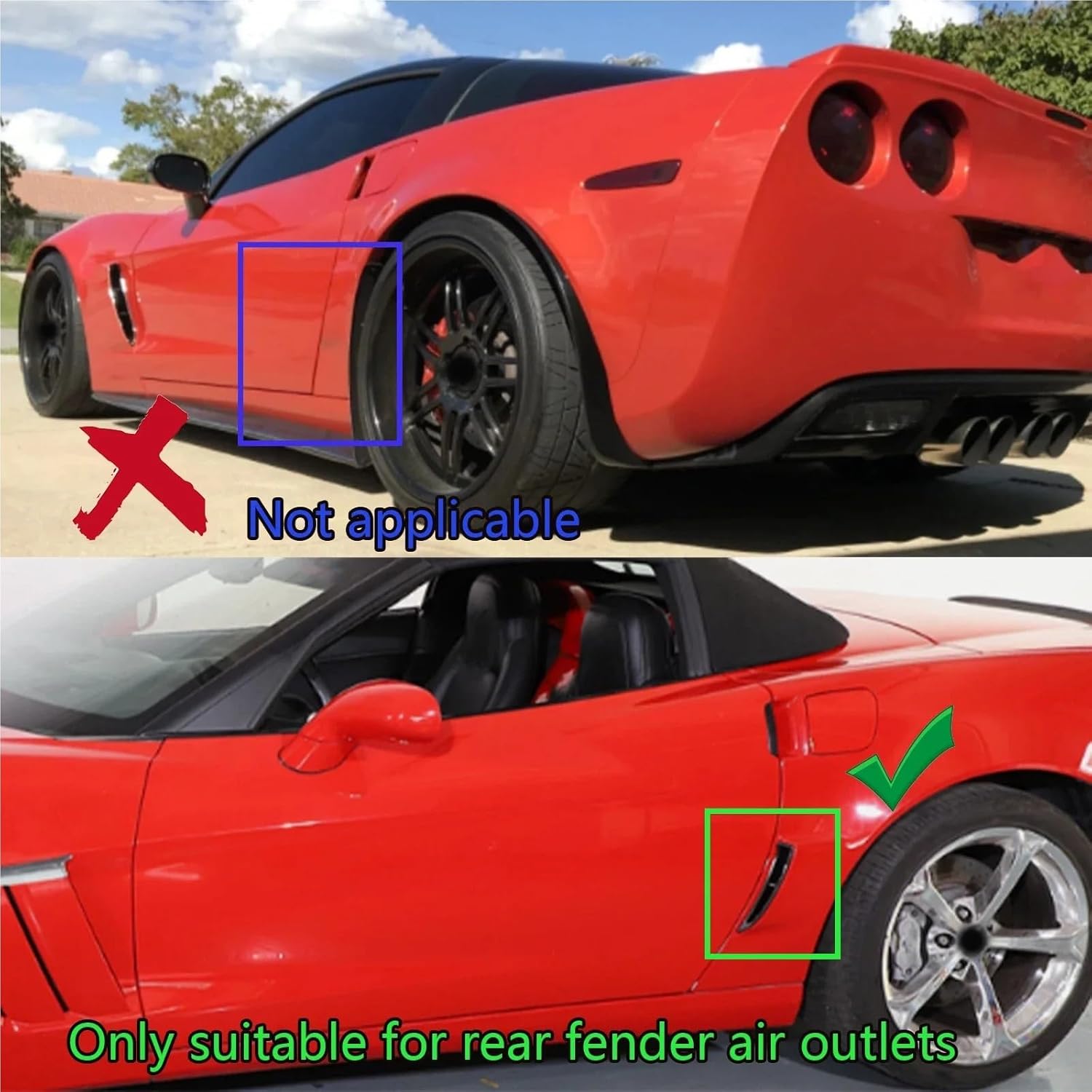 For Chevrolet Corvette C6 Z06 2005-2013 Rear Side Vent Body Kits Carbon Fiber Painted Wide Body Glossy Black Accessories(Matte Black)