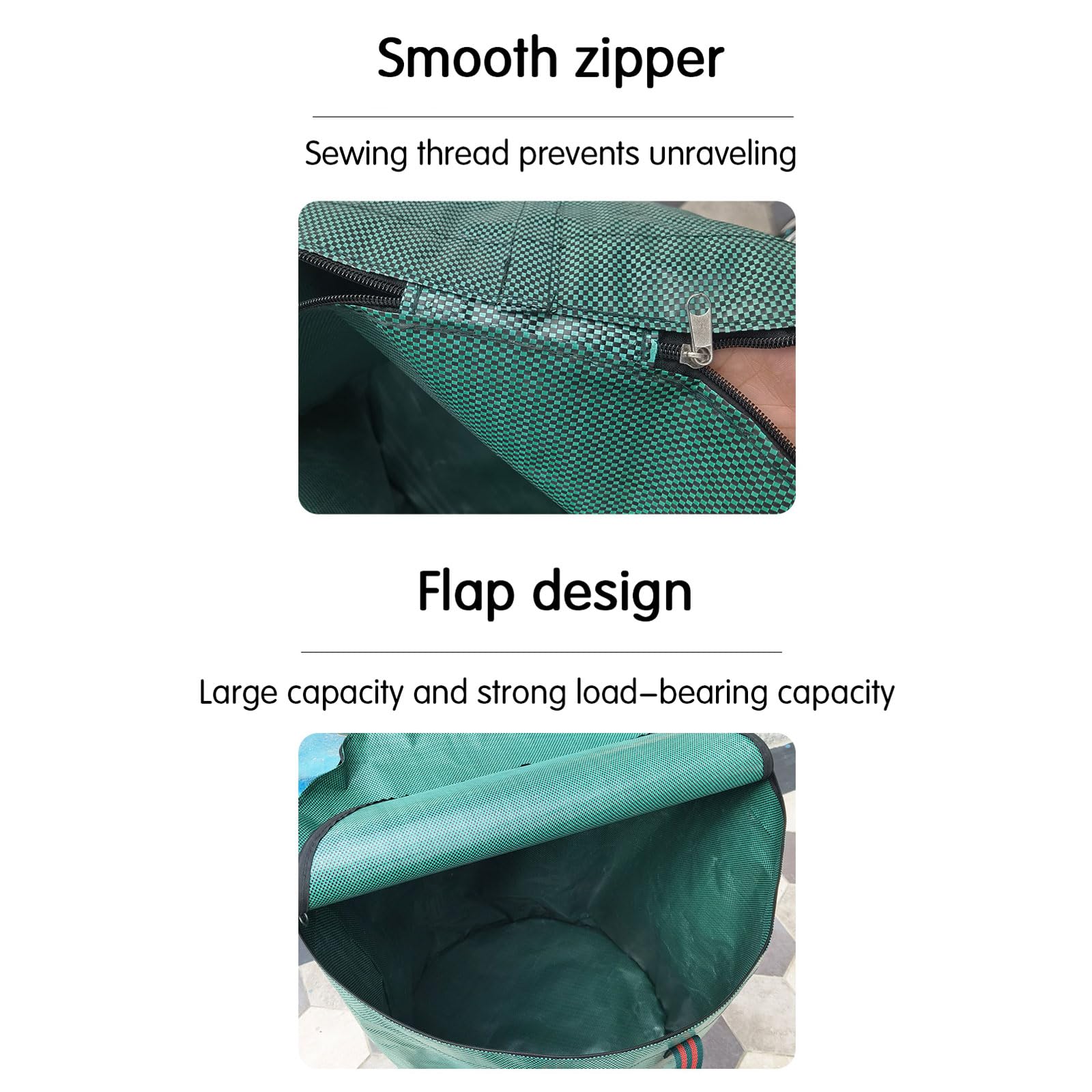 3pcs Bolsa de recogida de hojas caídas ,Bolsas de residuos de jardín de alta resistencia 500L,Bolsa Residuos con Asas ,Plegables ,resistentes a desgarros ,Con funda de cremallera,para hojas escombros