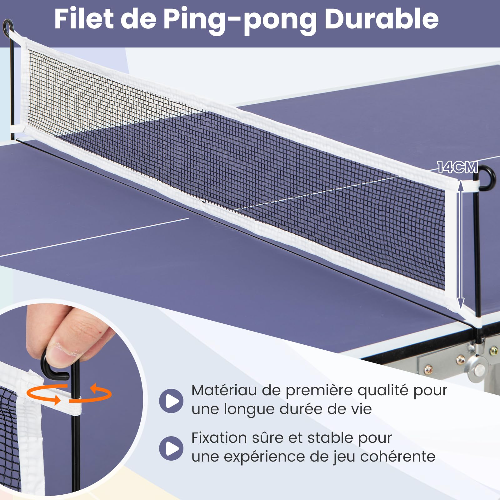 GYMAX Tavolo da ping-pong pieghevole, 152,4 x 76,2 x 76,2 cm, mini tavolo da tennis con 2 palline e 2 racchette, tavolo portatile per tennis per interni ed esterni