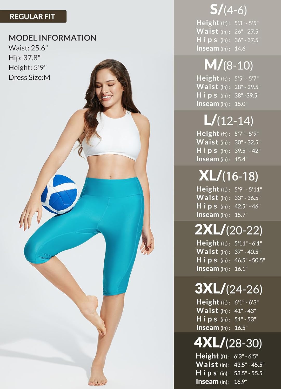 baleaf Women's 14" High Waisted Swim Capris Long Swim Shorts Knee Length UPF50+ Swimsuit with Liner and Pockets - Image 7