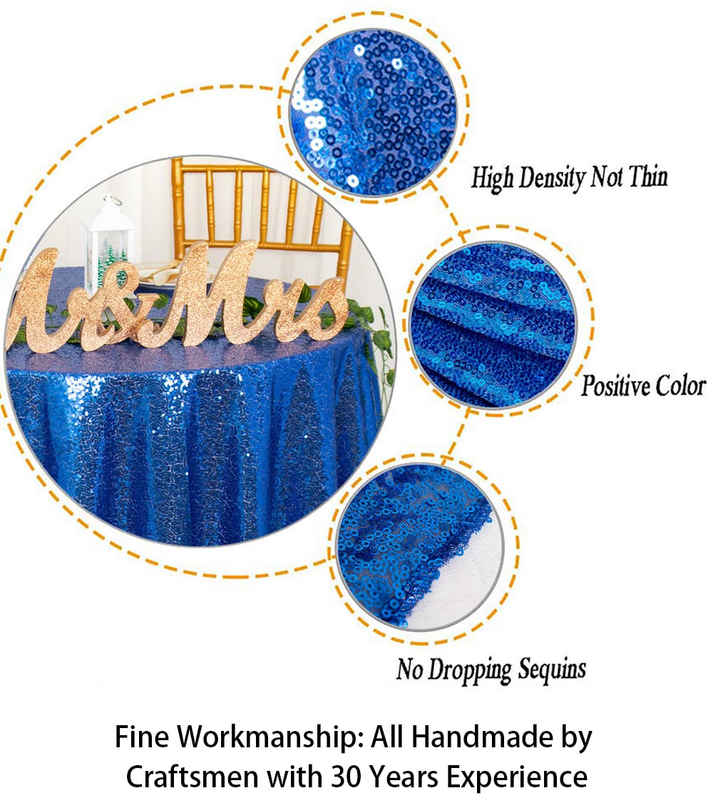 Amazon｜円形テーブルクロス ロイヤルブルー 90インチ スパンコール
