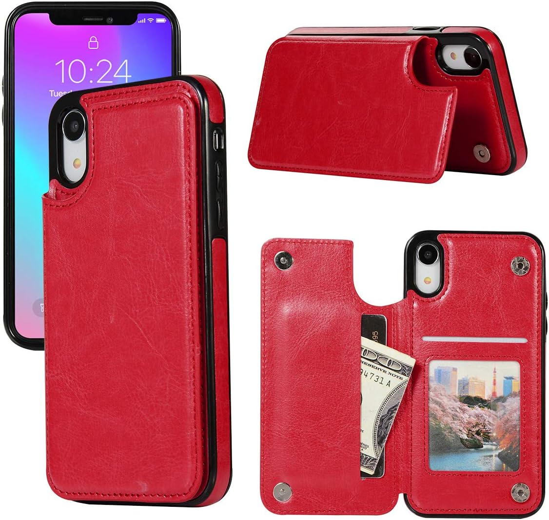 Wallet case for iPhone XR Wallet Case,Feimeng Handmade Premium Soft PU Leather with