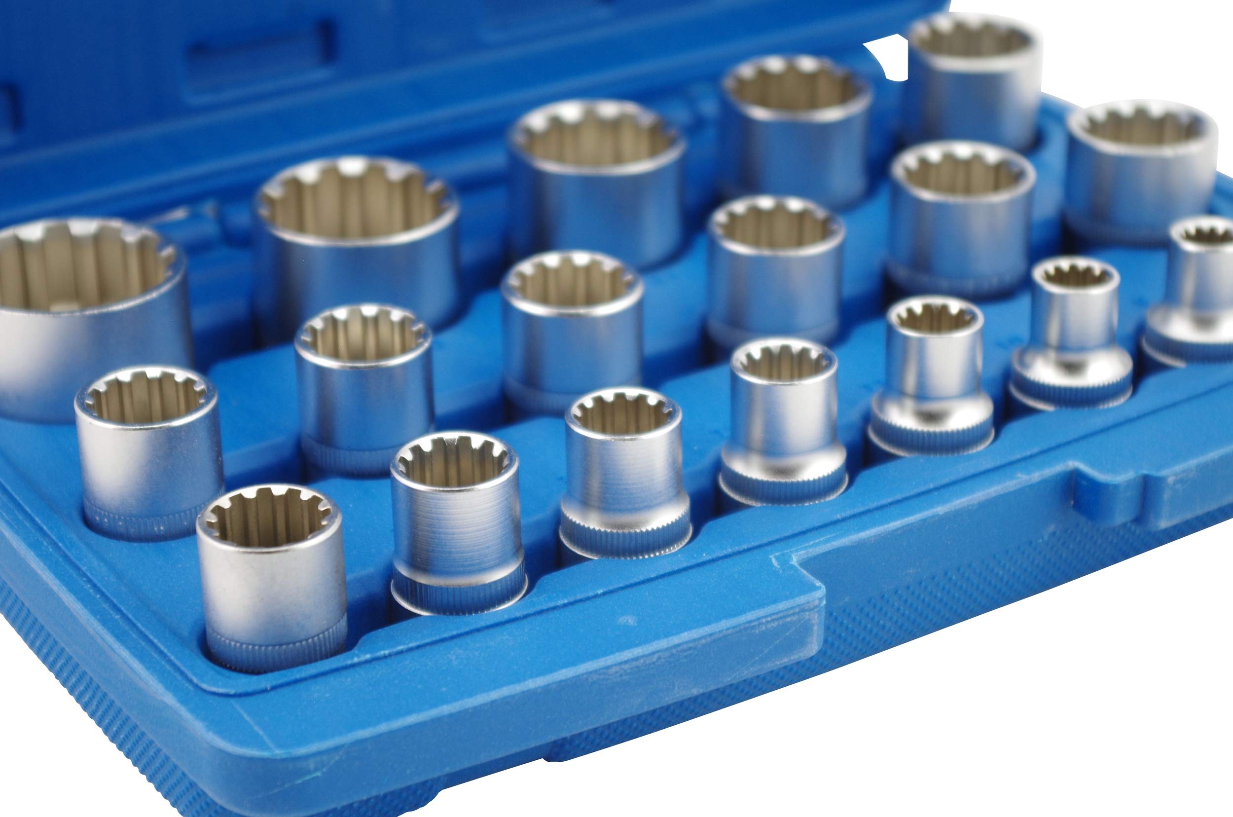 Steckschlüssel-Satz Gearlock 19-tlg E-Profil Vielzahn 8-32 mm 1/2