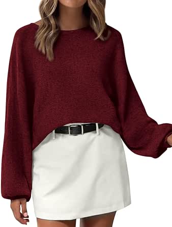 KIRUNDO Women's Boat Neck Oversized Knit Sweater