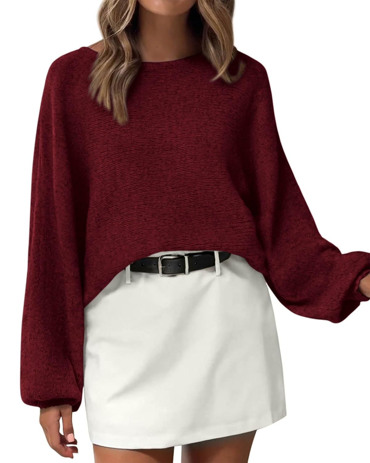 KIRUNDO Oversized Sweaters for Women Cozy Fall Fashion Boat Neck Batwing Sleeve Knit Pullover Sweater Tops Winter Clothes