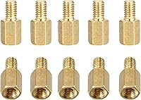 Vista 7 de M3 x 0.984 x 0.236 in (DxHLxML) - Separador hexagonal de latón, paquete de 50 unidades, bueno para máquina electrónica, tuercas de tornillo