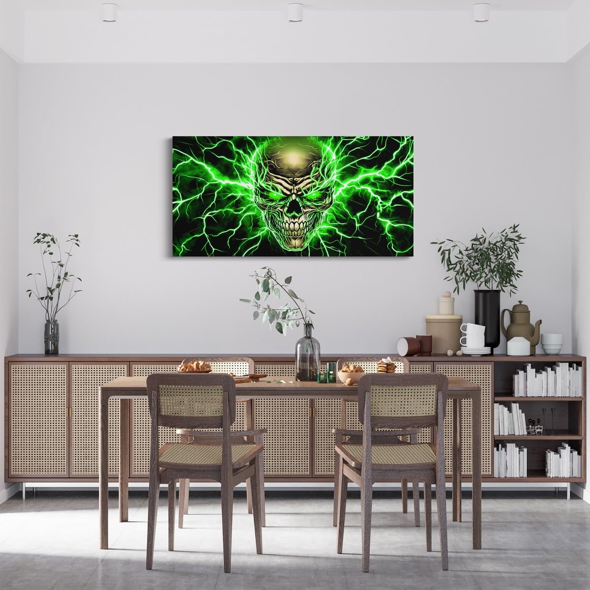 Amazon.com: Gothic Skulls Canvas Wall Art,Green Lightning Skeleton