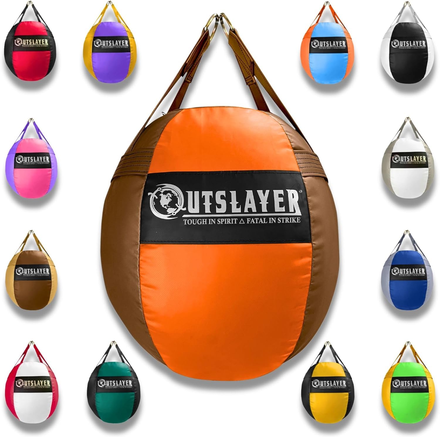 OutSlayer Wrecking Ball Heavy Bag 70 Lb - Boxing, MMA, Muay Thai Training - Custom Colors - Unfilled/Soft/Filled - USA Made