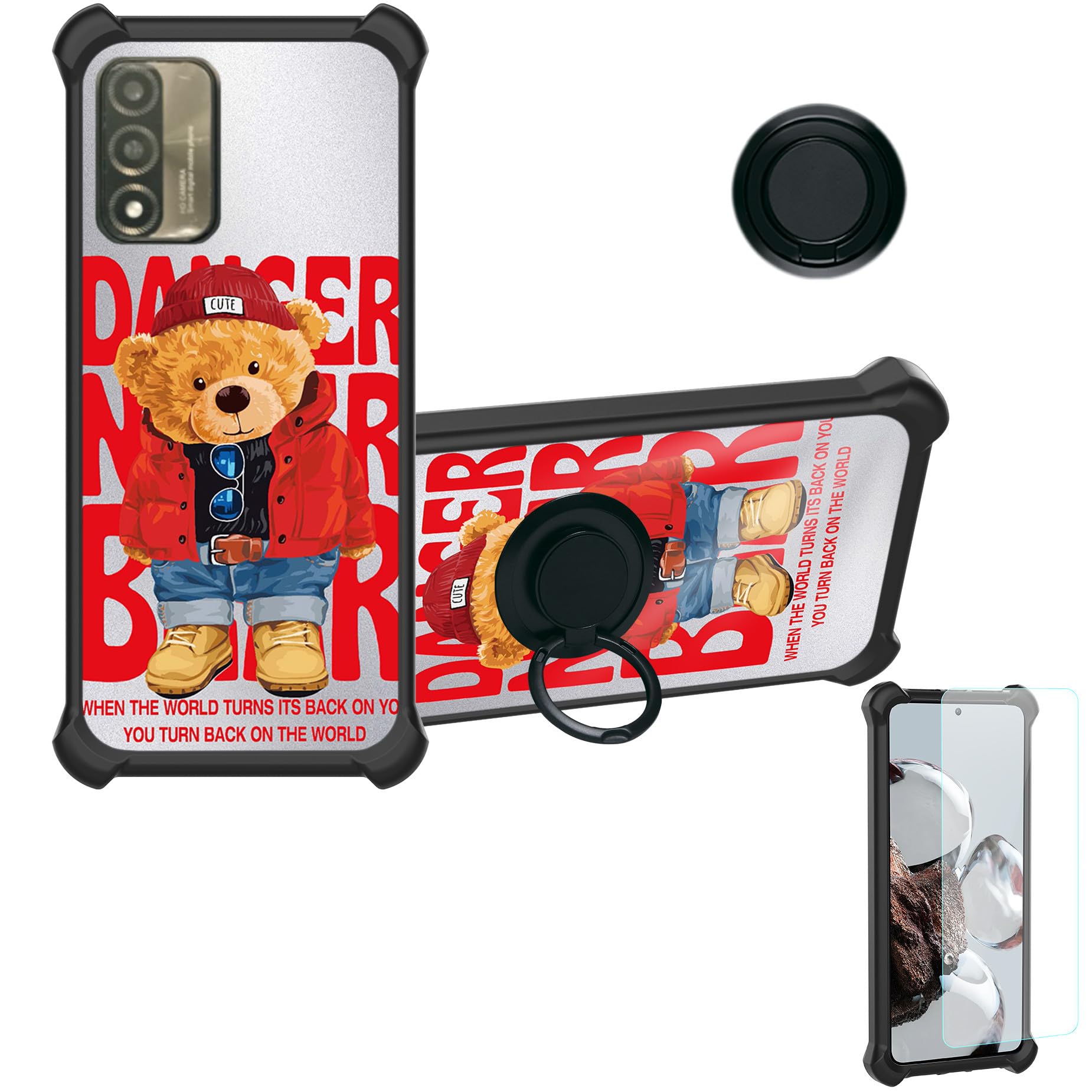 Vortex Hd65 Ultra Case Compatible for Vortex Hd65 Ultra Phone Case Cover [with Tempered Glass Screen Protector][Hard PC + Soft Silicone][Ring Support] [Silver Reflect Light] DYH-KX