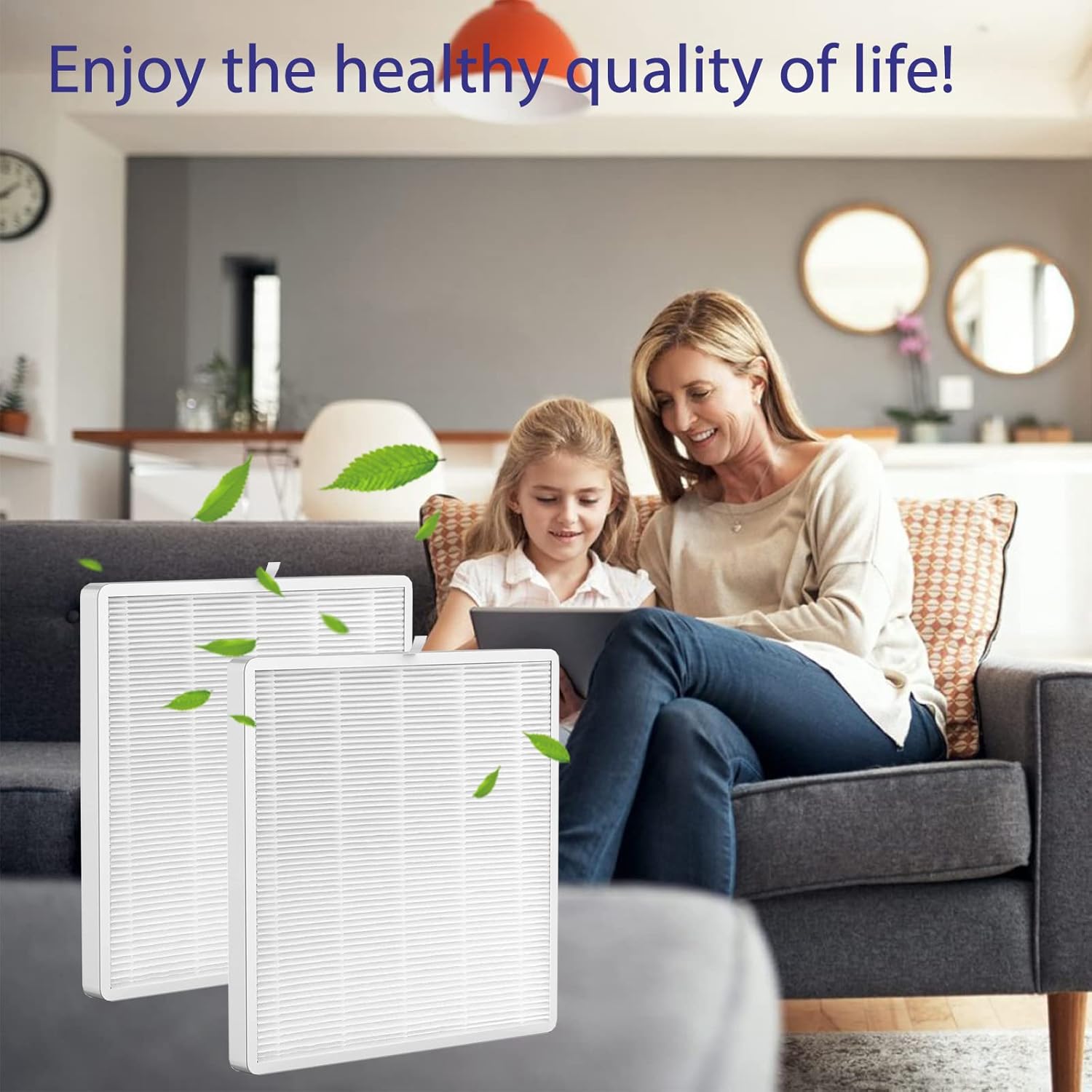 Ontheone E-300L True HEPA Replacement Filter Compatible with MOOKA and MOOKA FAMILY E-300L Air Cleaner Purifier for Large Room, True HEPA Filter 2 Pack - Image 5