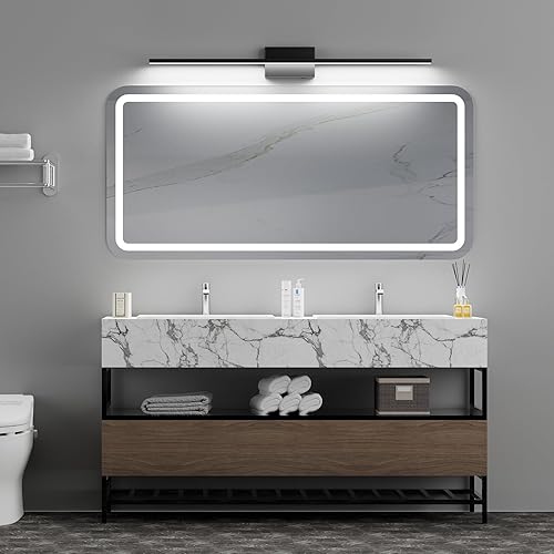 Miniatura 8 de Ralbay - Barra de luz LED de tocador de baño de 40 pulgadas, 30 W, acrílico, moderna, mate, negra, regulable de 5 temperaturas de color, accesorios