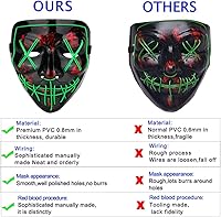 Vista 4 de Poptrend Máscara de Halloween con luz LED para festivales, cosplay, disfraz de Halloween, fiestas de máscaras, carnaval, regalos (azul)