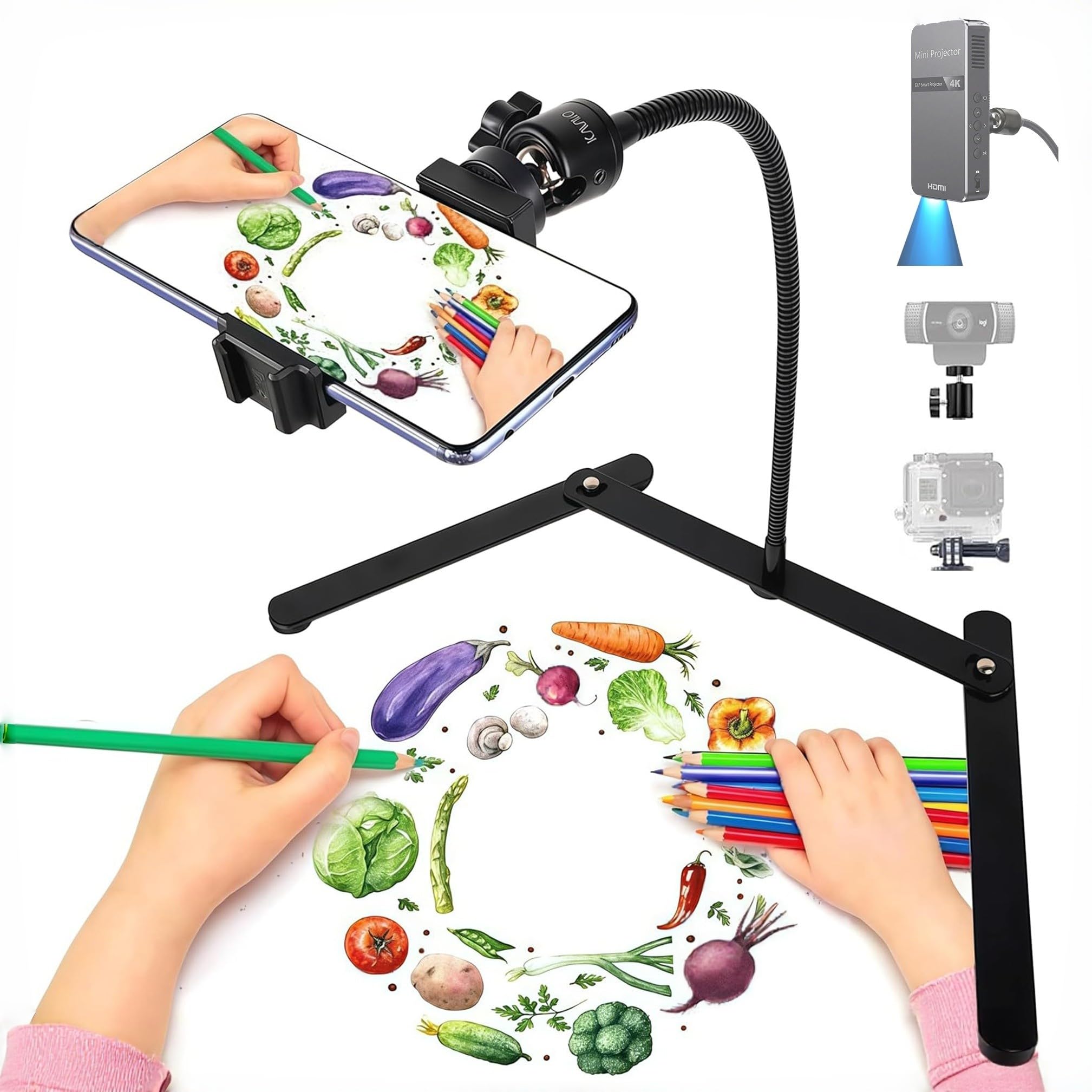 Regolabile porta cellulare treppiede, supporto per cellulare, supporto da tavolo per l’insegnamento per streaming live e video online e per video dimostrativo di creazione di prodotti alimentari