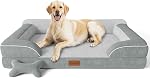 CWAWZ Extra Large Dog Bed, Orthopedic Dog Bed with Cooling Gel Memory Foam, Waterproof XL Pet Bed with Removable Washable Cover, 42" Pet Sofa Couch Dutch Velvet with Bone Toy, Black