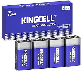 KINGCELL 9V Batteries 4 Pack, Alkaline Hight Performance 9 Volt Battery with 10-Year Shelf Life,Long-Lasting Power 9v Battery for Smoke Detector and Household、Office Devices