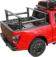 TRUMGETA Truck Ladder Rack with Side Bars - 800 lbs Capacity, 19-25" Adjustable Height Aluminum Bed Rack for Ford F150, Ram 1500, Silverado, Sierra - No Drill Install