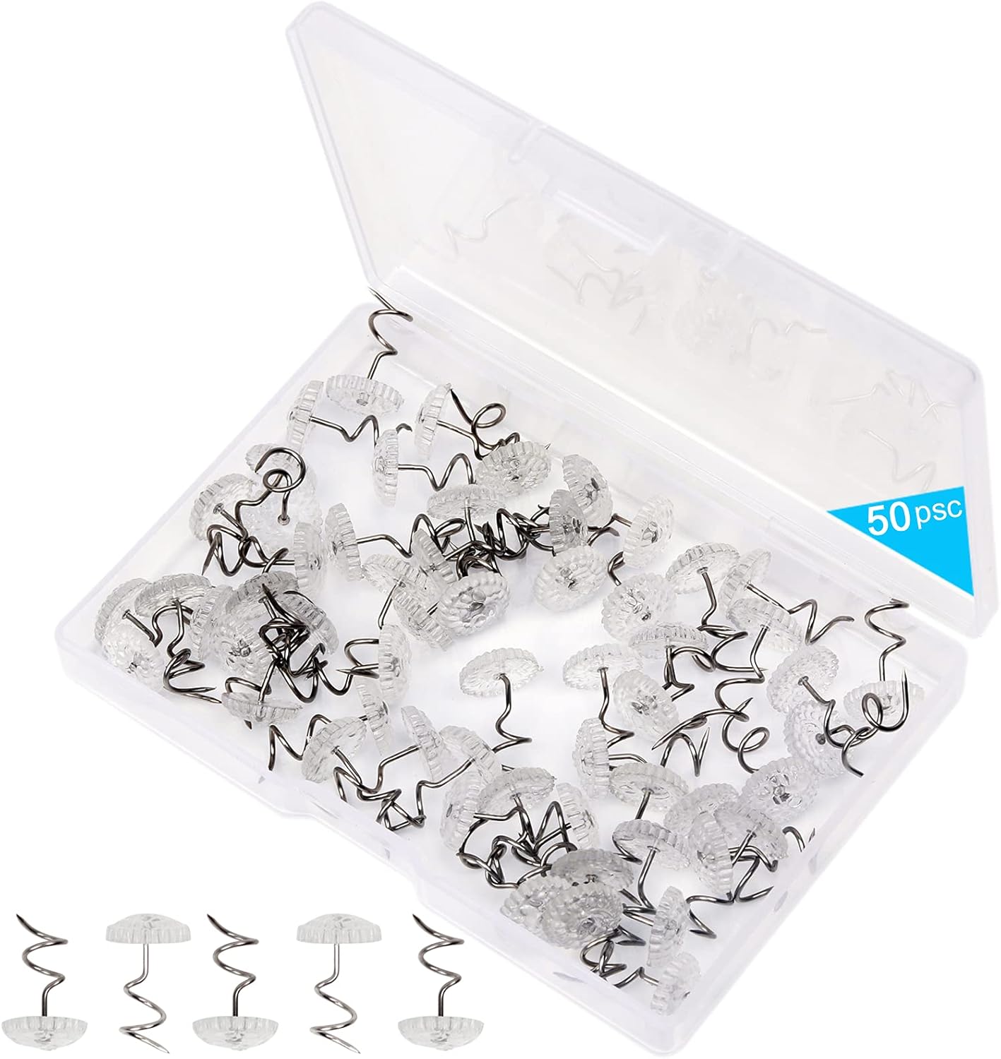 Lesnow Bedskirt Pins,Spiral Push Pins,Clear Heads Twist