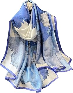 NUWEERIR Womens 100% Large Mulberry Silk Scarf Long Satin Scarf Fashion Designer Scarf Lightweight Wraps