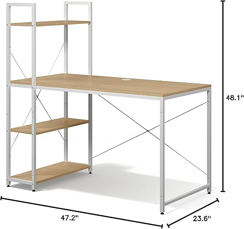 Miniatura 2 de Ames - Escritorio reversible para computadora de juegos de 47 pulgadas con estantes ajustables, escritorio de oficina en casa, gestión de cables con