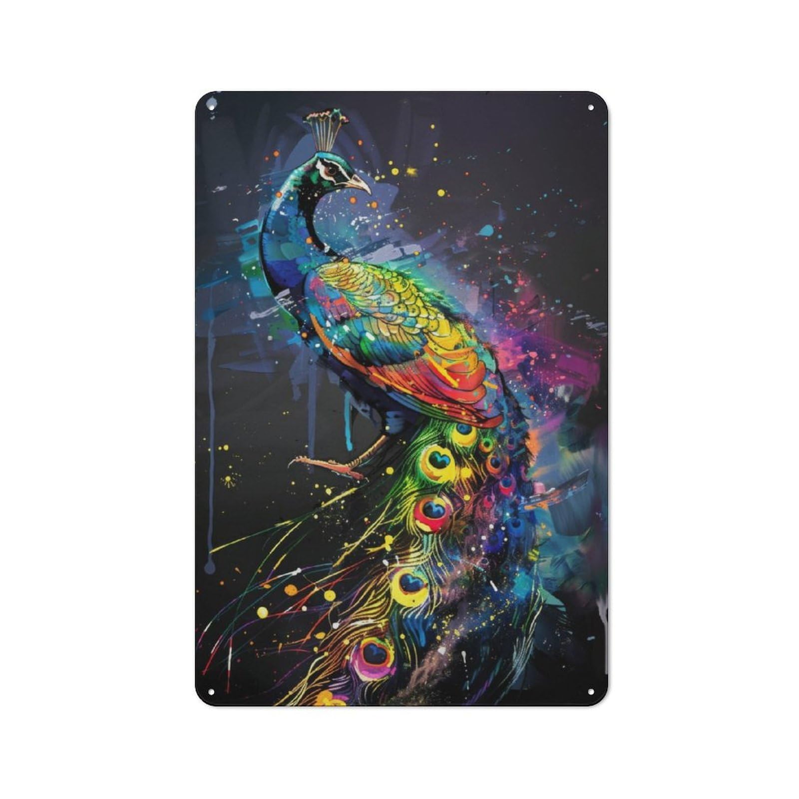 Junmoney Peacock Popart Painting Tin Wall Plaque 30X20cm With For Living Room Or Hallway, A Decorative Christmas Gift For Hallway Decor Fans