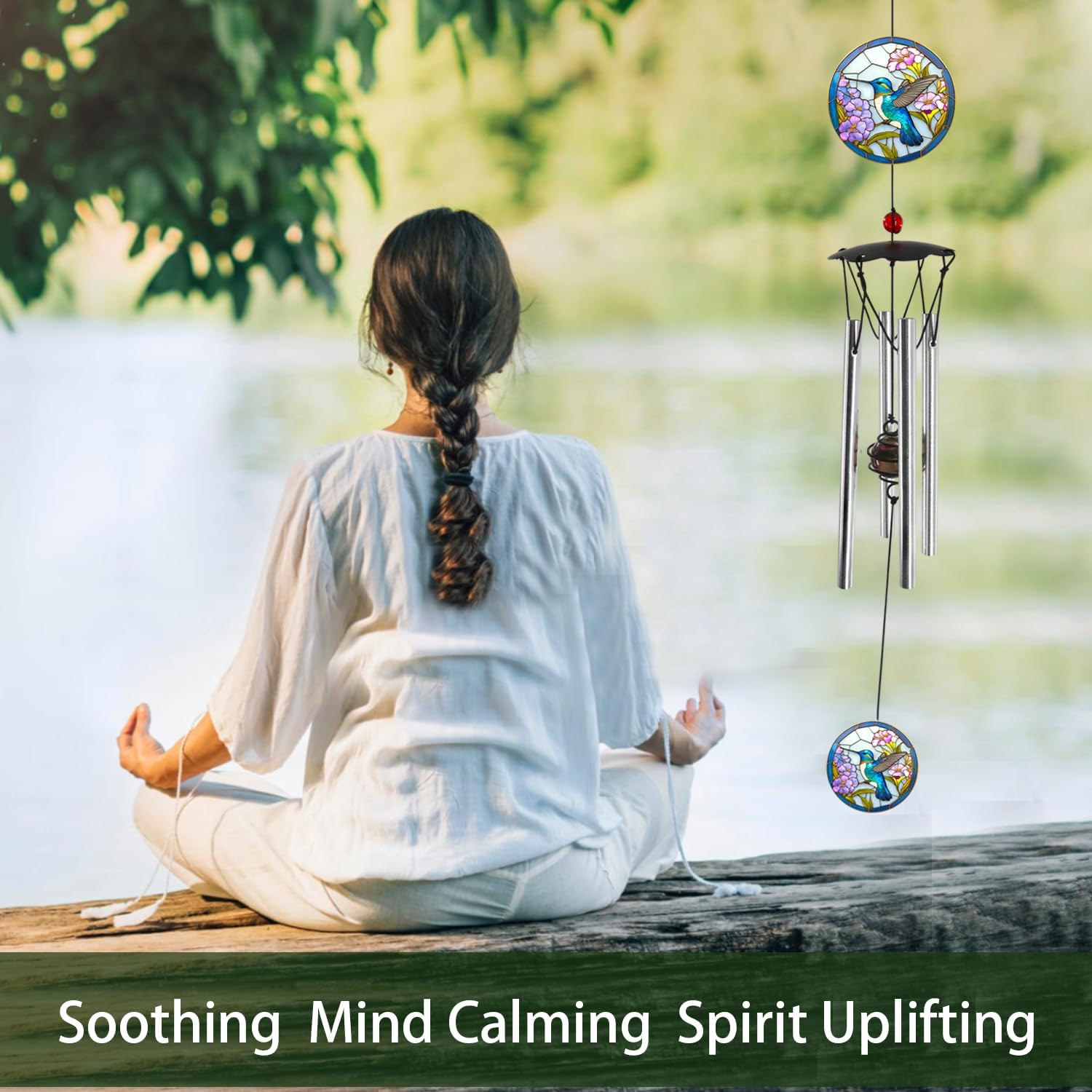 Wind Chimes for Outside 24" Hummingbird Wind Chimes Outdoor Home Patio Garden Decor Hummingbird Gifts Windchimes Outdoors Gift Ideas for Women Mom Grandma Sisters - Image 5