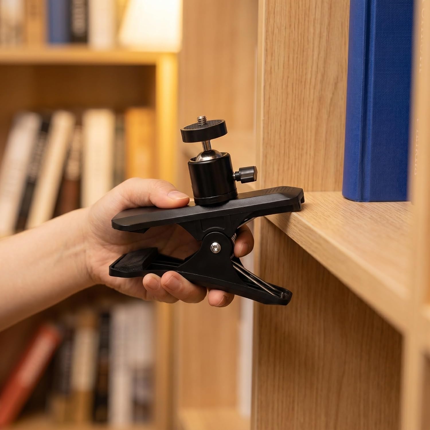 Heavy Duty Tripod Camera Mount Clip and 1/4 Inch Screw with 360° Swivel Ball Head Flexible Angle Adjustment Clamp Wide Compatibility for DSLR and Smartphone for Desktop Use
