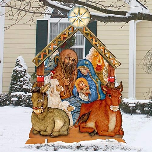Outdoor Nativity Manger Set, Holy Family Christmas Outdoor Lawn Decoration