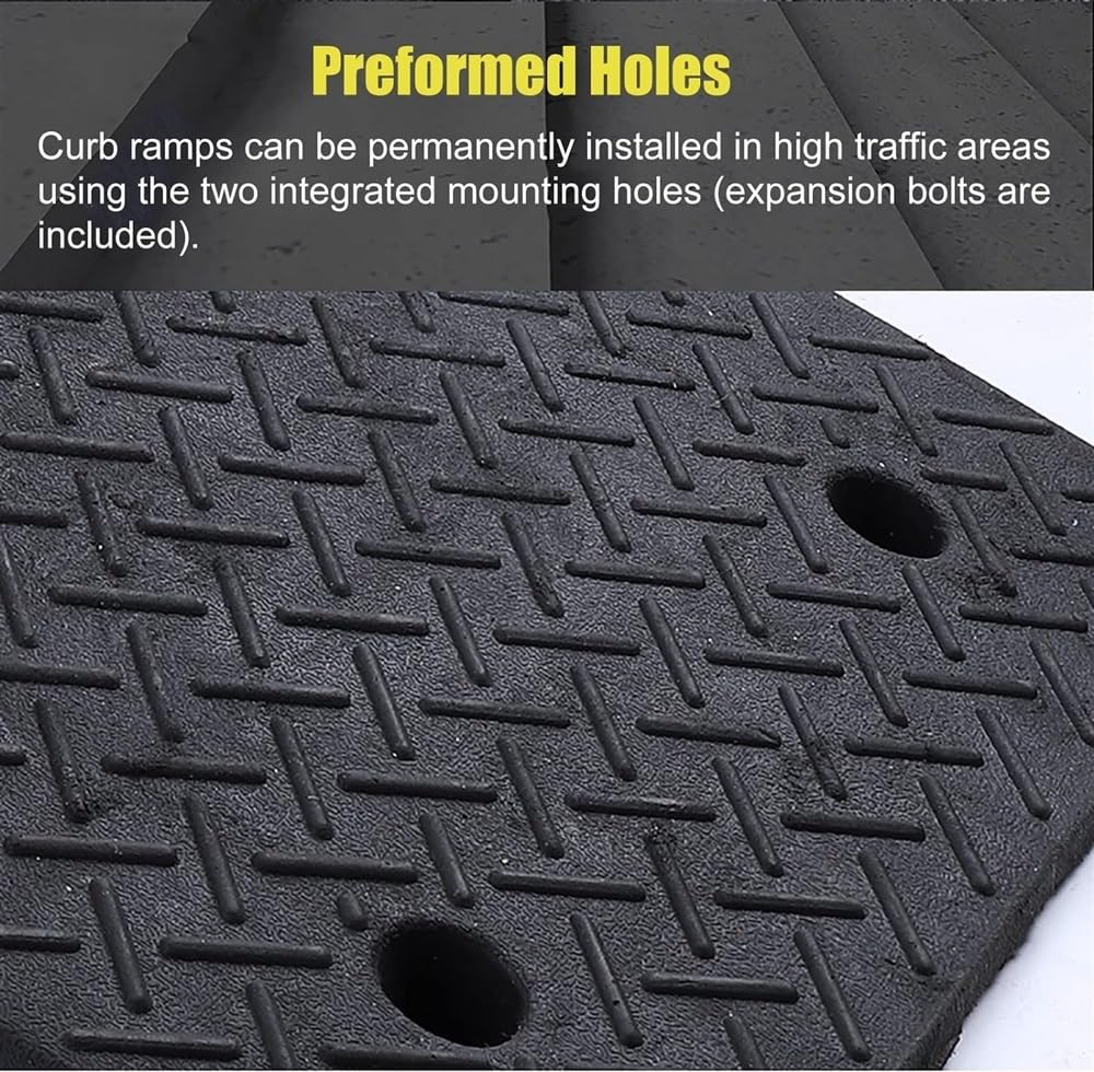 Driveway Curb Ramps,Portable Heavy Duty Rubber Shed,Threshold Ramps for Sidewalk Cars s Mobility (Size : 11cm/4.3in) (One Color 6cm/2.3in)