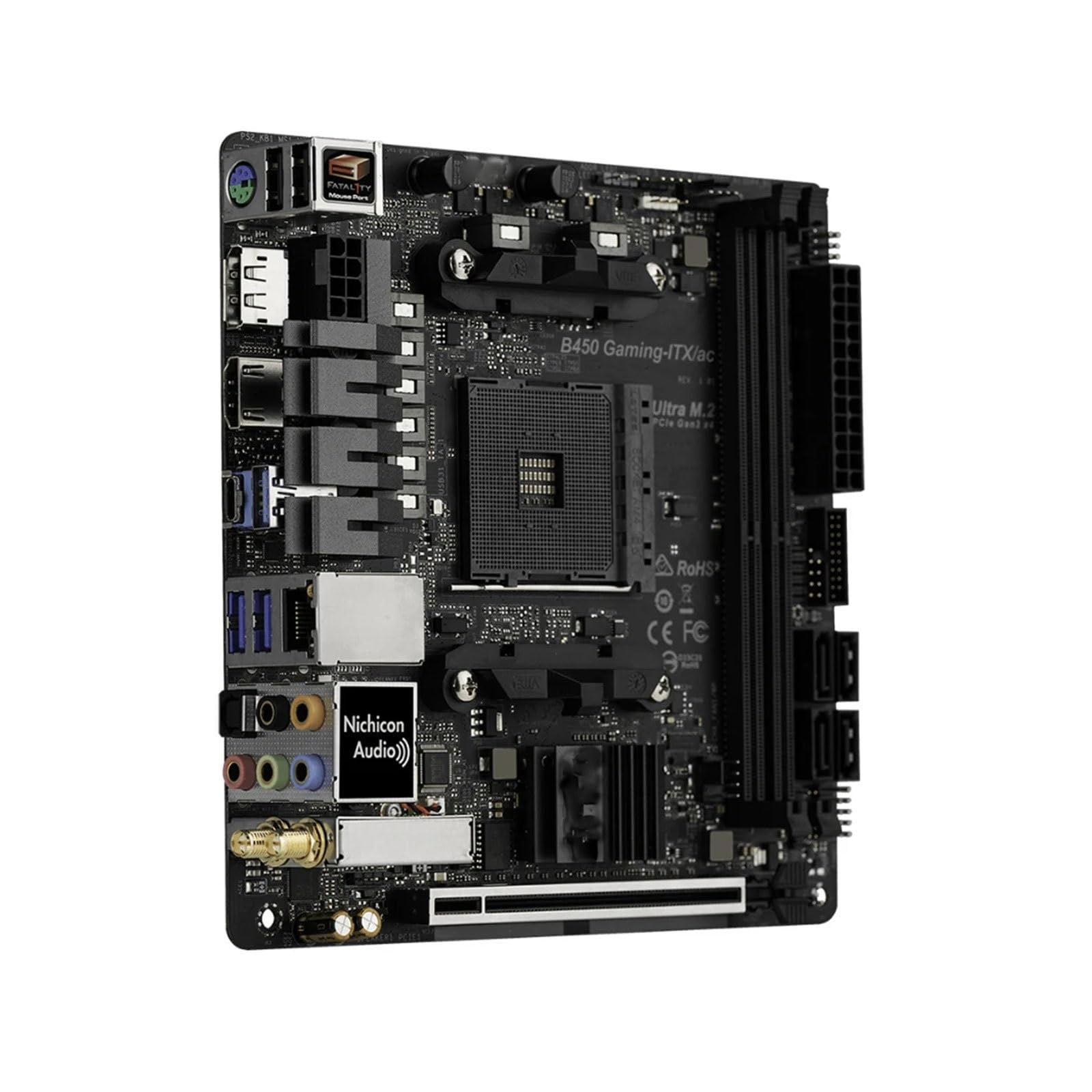 Carte Mere Carte mère Fit for ASRock B450 Gaming-ITX/AC, Socket AM4, Compatible avec Les processeurs Ryzen 5 5600G, 5600 R7, 5700X3D et 5800X, DDR4, M.2 PCIe 3.0, Format Mini ITX