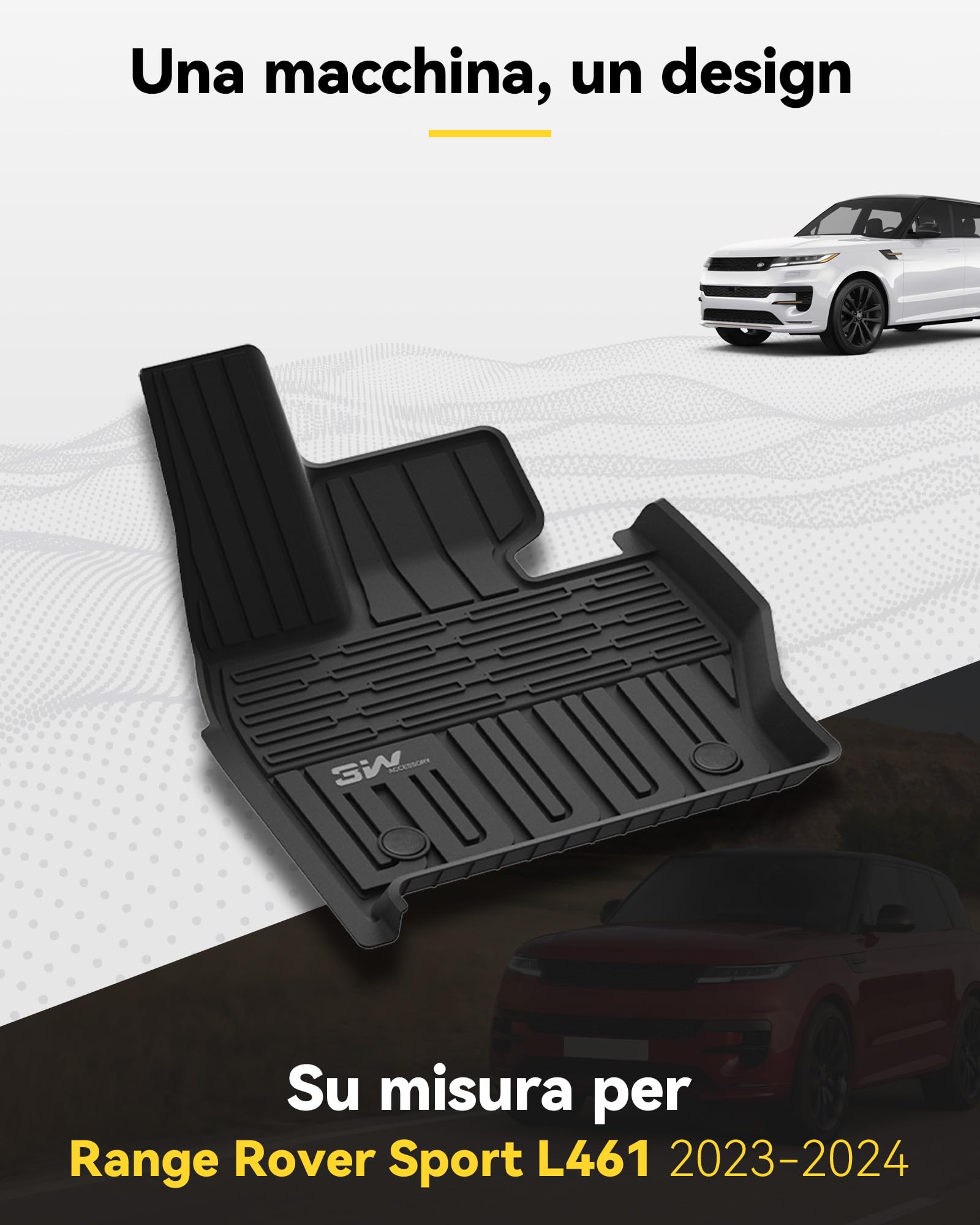 3W Set di Tappetini in TPE e Tappetini per il Bagagliaio per Range Rover Sport L461 2023-2025 2026, Tappeti per Auto Resistente e Tappeto Bagagliaio Antiscivolo per Range Rover