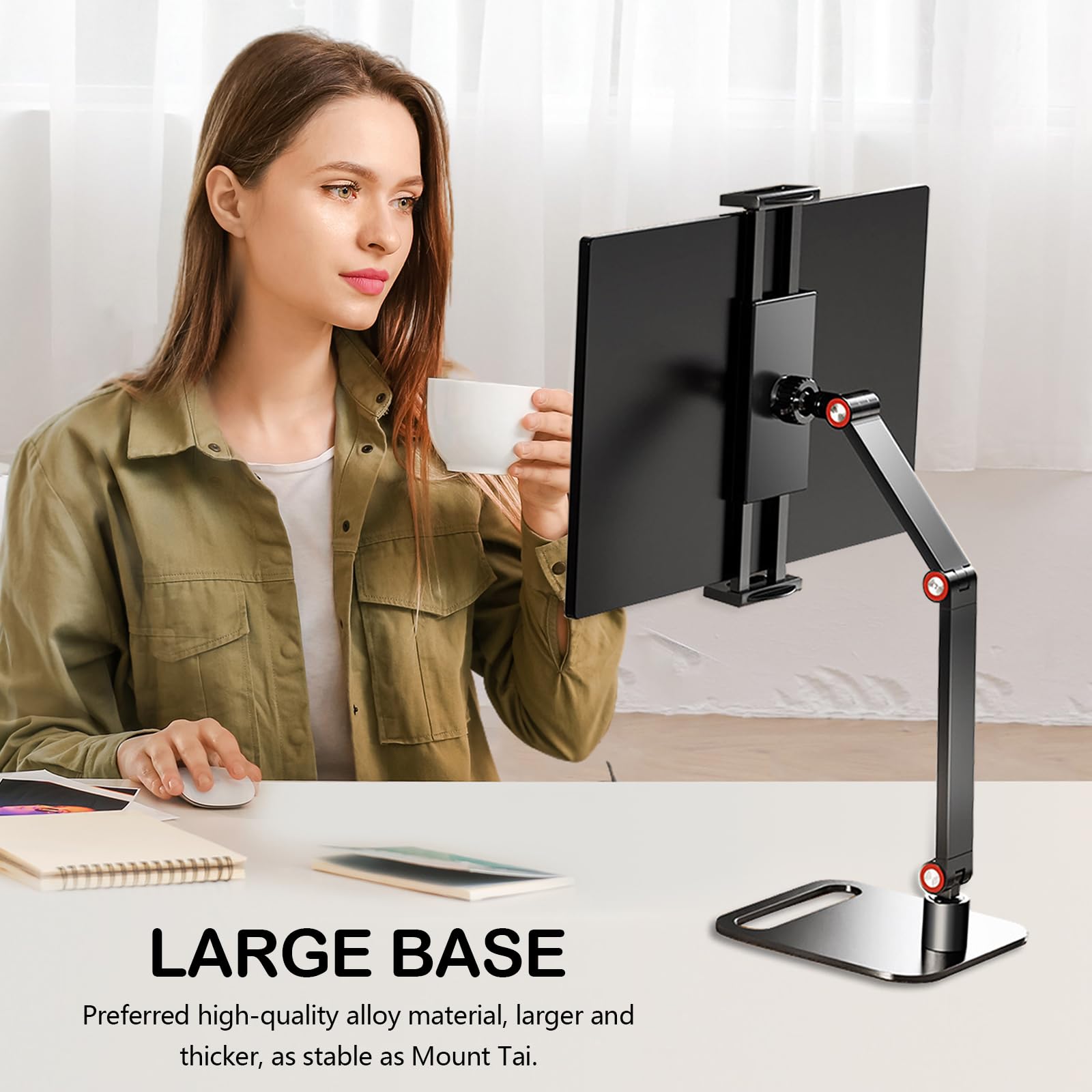 Supporto Monitor Portatile 12-17,3" Universale Estensibile Telefono Cellulare Tablet Tavolo Girevole 360° Regolabile