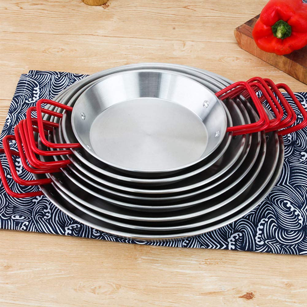 Paellera profesional de acero inoxidable antiadherente, asas antiquemaduras, universales para todas las fuentes de calefacción para el hogar, hotel, restaurante, plata, 36 cm