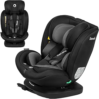 Lionelo Bastiaan i-Size 360° drehbarer Kindersitz Gruppe 0/1/2/3, 0-36 kg, 40-150 cm, 0-12 Jahre, ISOFIX+Top Tether, R129 zertifiziert, Seitenaufprallschutz, Memory-Foam Kopfstütze, Dri-Seat Einsatz