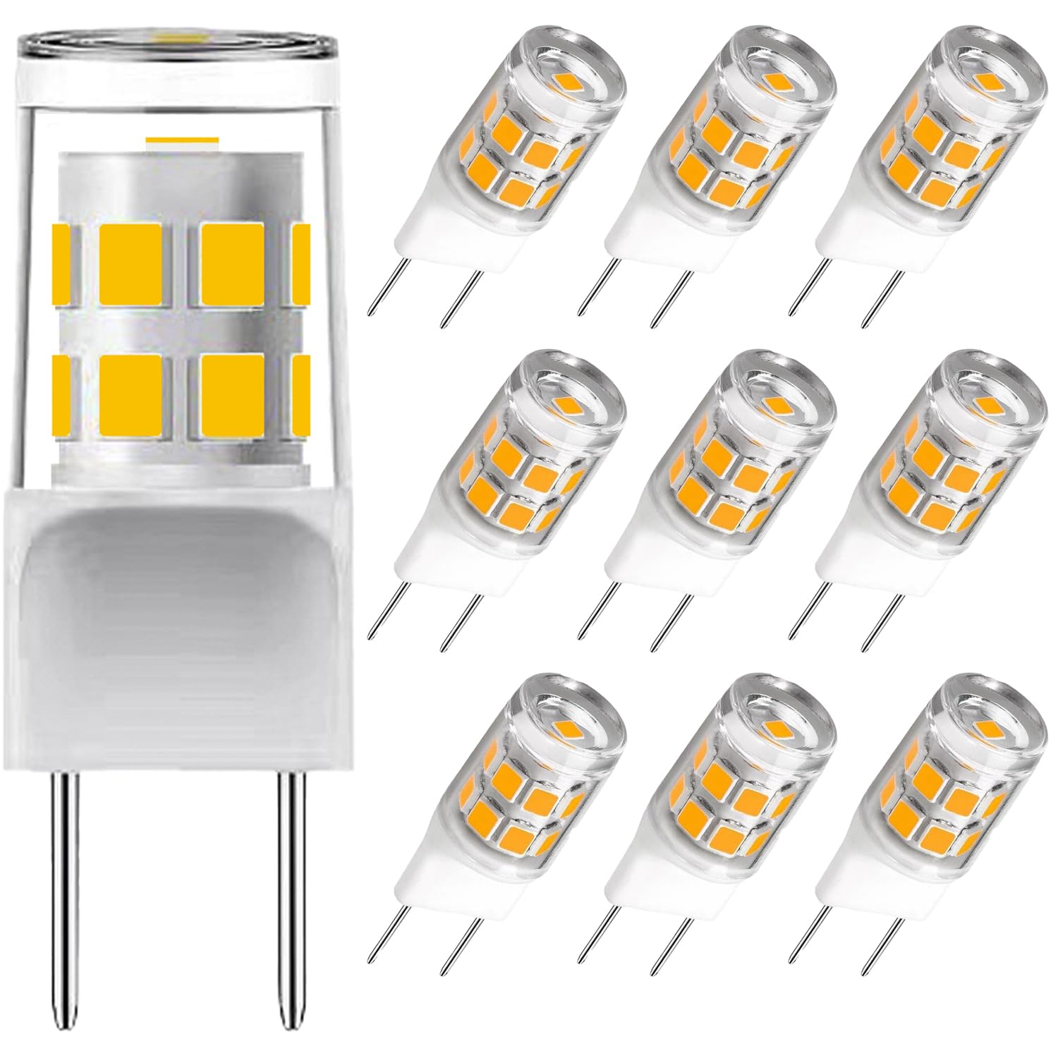 (10Pack) G8 Led Bulbs,T4 3W Replacement for 20-25W Halogen Bulb,Warm White 3000K,GY8.6 JCD Type Bi-Pin Base,120V,Puck Light Bulb,for GE Microwave