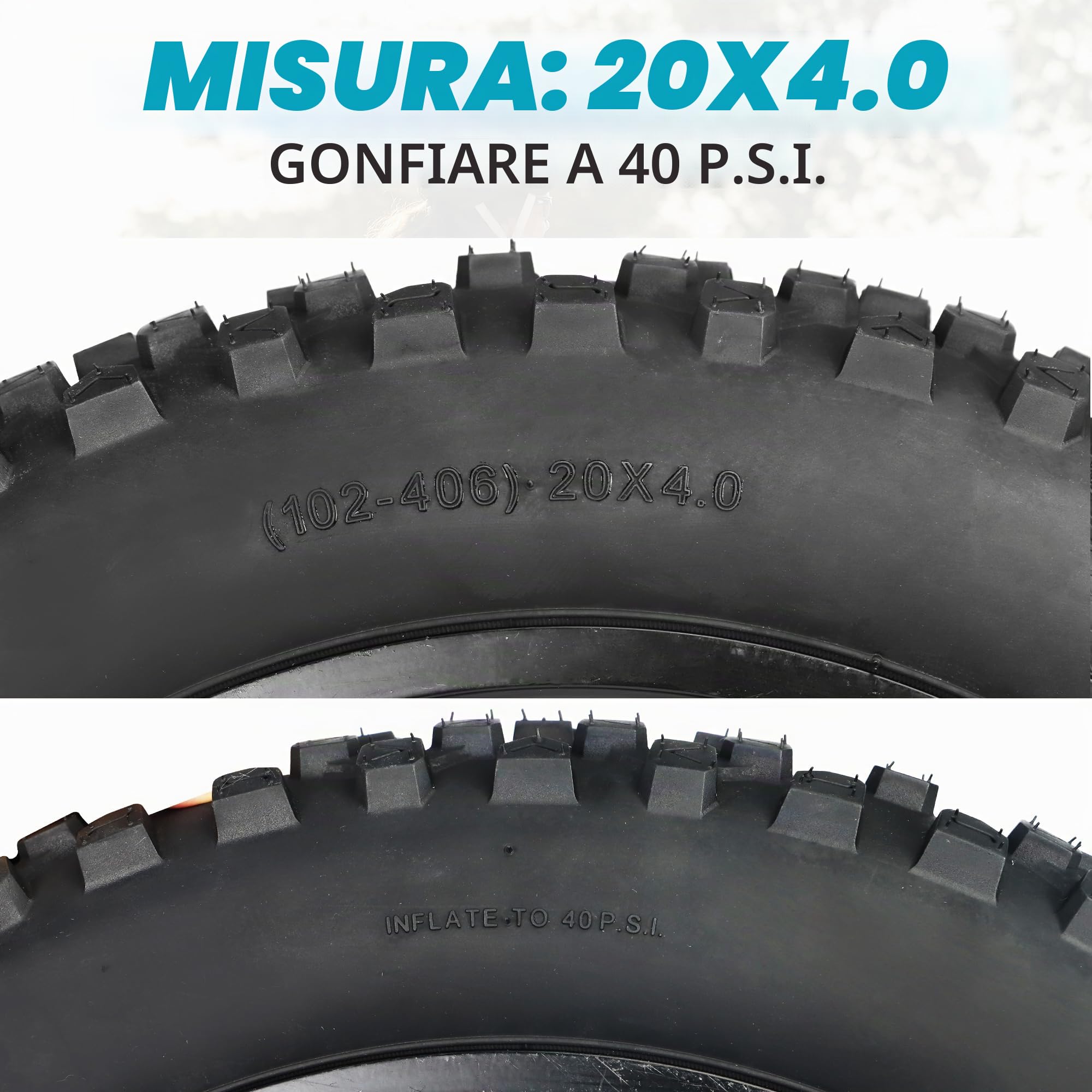 ZUKKA 20 pollici Heavy Duty E-Bike 20 x 4,0 guaina 102 – 406 pieghevole Fat Tire Fat Tire Grasso pneumatici per bicicletta elettrica e mountain bike